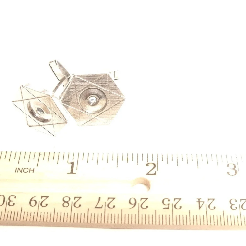 Vintage Hexagon Star Rhinestone Silver‎ Cufflinks